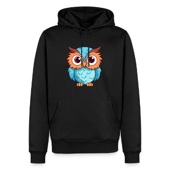 Eule süßes glückliches Kawaii Cartoon Clipart Tier - Männer Premium Bio Hoodie - Schwarz - Vorne - Nico (187cm)