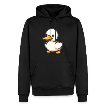 Canard mignon heureux Kawaii dessin animé Clipart Animal - Sweat à capuche Premium bio Homme - noir - Devant - Nico (187cm)
