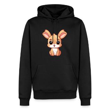 Lapin mignon heureux Kawaii dessin animé Clipart Animal - Sweat à capuche Premium bio Homme - noir - Devant - Nico (187cm)