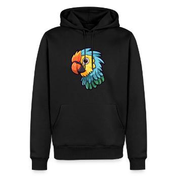 Papagei süßes glückliches Kawaii Cartoon Clipart Tier - Männer Premium Bio Hoodie - Schwarz - Vorne - Nico (187cm)