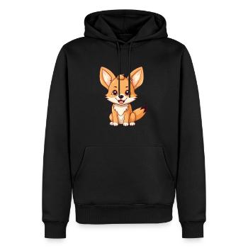Kojote süßes glückliches Kawaii Cartoon Clipart Tier - Männer Premium Bio Hoodie - Schwarz - Vorne - Nico (187cm)