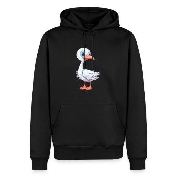 Storch Niedlich Glücklich Kawaii Cartoon Clipart Tier - Männer Premium Bio Hoodie - Schwarz - Vorne - Nico (187cm)