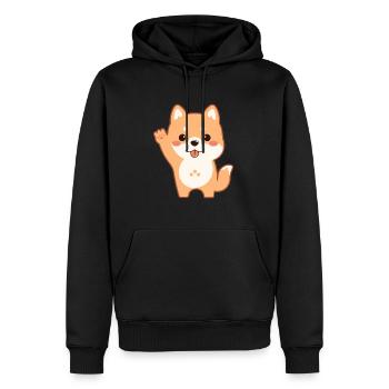 Hund niedlich glücklich kawaii Cartoon Clipart Tier - Männer Premium Bio Hoodie - Schwarz - Vorne - Nico (187cm)