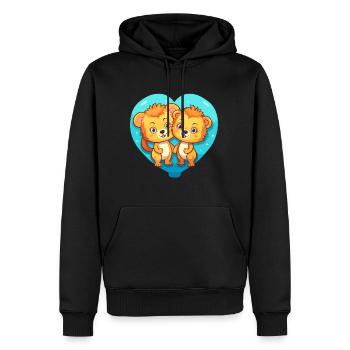 Lions Kawaii Cartoon Pet Jouant Avec Des Ballons - Sweat à capuche Premium bio Homme - noir - Devant - Nico (187cm)