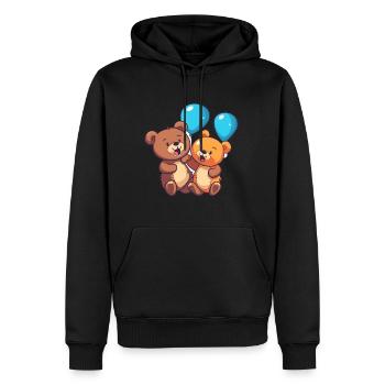 Ours kawaii dessin animé animal de compagnie jouant avec des ballons - Sweat à capuche Premium bio Homme - noir - Devant - Nico (187cm)