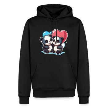 Panda Kawaii Cartoon Pet jouant avec des ballons - Sweat à capuche Premium bio Homme - noir - Devant - Nico (187cm)