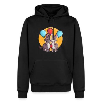 Esel Kawaii Cartoon Haustier spielt mit Luftballons - Männer Premium Bio Hoodie - Schwarz - Vorne - Nico (187cm)