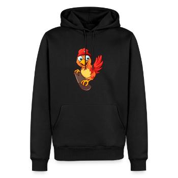 Lustiger Hahn Kawaii Cartoon spielt Skateboard - Männer Premium Bio Hoodie - Schwarz - Vorne - Nico (187cm)