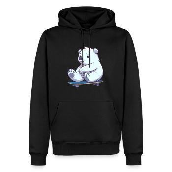 Drôle Ours Polaire Kawaii Cartoon Pet Jouer Skateb - Sweat à capuche Premium bio Homme - noir - Devant - Nico (187cm)
