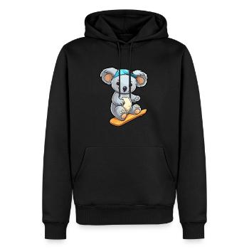 Drôle Koala Kawaii Cartoon Pet Jouant Skateboard - Sweat à capuche Premium bio Homme - noir - Devant - Nico (187cm)