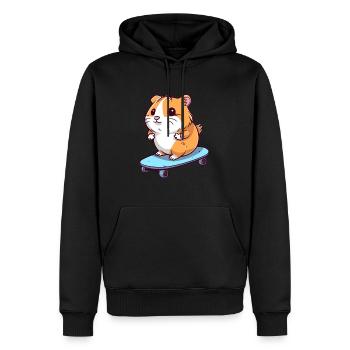 Hamster drôle Kawaii Cartoon Jouant Skateboard - Sweat à capuche Premium bio Homme - noir - Devant - Nico (187cm)