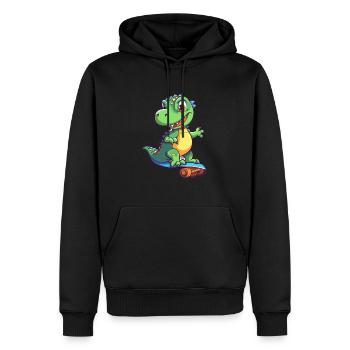Drôle Dinosaure Kawaii Cartoon Jouer Skateboard - Sweat à capuche Premium bio Homme - noir - Devant - Nico (187cm)