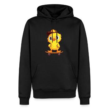 Drôle Poussin Kawaii Dessin Animé Pet Jouant Skateboard - Sweat à capuche Premium bio Homme - noir - Devant - Nico (187cm)