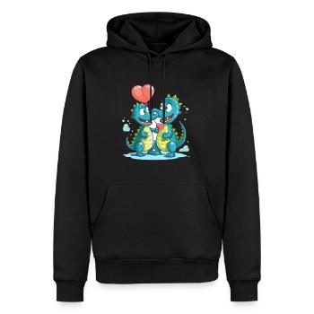 Crocodiles Kawaii Cartoon Pet Jouant Avec Ballon - Sweat à capuche Premium bio Homme - noir - Devant - Nico (187cm)