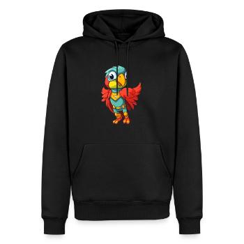 Super-héros Drôle Perroquet Kawaii Cartoon Animal Pet - Sweat à capuche Premium bio Homme - noir - Devant - Nico (187cm)