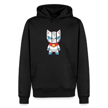 Super-héros Chat Drôle Kawaii Dessin Animé Animal Animal De Compagnie - Sweat à capuche Premium bio Homme - noir - Devant - Nico (187cm)