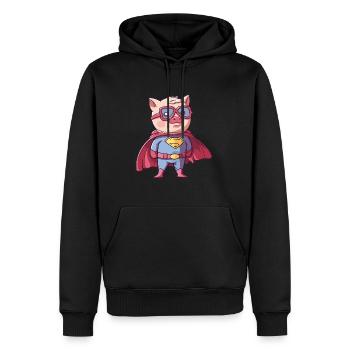 Super-héros Cochon Drôle Kawaii Dessin animé Animal de compagnie - Sweat à capuche Premium bio Homme - noir - Devant - Nico (187cm)