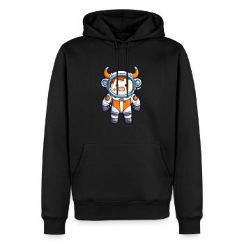 Astronaute Drôle Vache Kawaii Dessin Animé Animal De Compagnie - Sweat à capuche Premium bio Homme - noir - Devant - Nico (187cm)