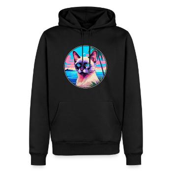 Balinesische Katzenrasse-Aquarell-Cartoon-Kawaii-Haustier - Männer Premium Bio Hoodie - Schwarz - Vorne - Nico (187cm)