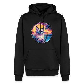 Heilige Birma-Katzenrasse, Aquarell-Cartoon Kawaii - Männer Premium Bio Hoodie - Schwarz - Vorne - Nico (187cm)