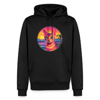Abyssin Shorthair Chat Aquarelle Dessin Animé Kawaii - Sweat à capuche Premium bio Homme - noir - Devant - Nico (187cm)