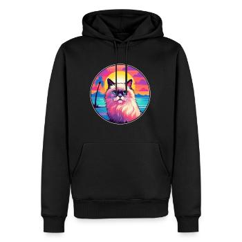 Birmanie chat race aquarelle dessin animé Kawaii animal de compagnie - Sweat à capuche Premium bio Homme - noir - Devant - Nico (187cm)