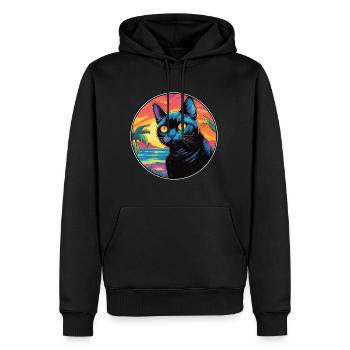 Bombay Cat Race Aquarelle Dessin animé Kawaii Pet - Sweat à capuche Premium bio Homme - noir - Devant - Nico (187cm)