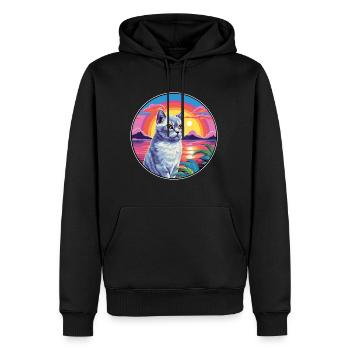 Britische Kurzhaarkatze, Aquarell-Cartoon-Haustier - Männer Premium Bio Hoodie - Schwarz - Vorne - Nico (187cm)