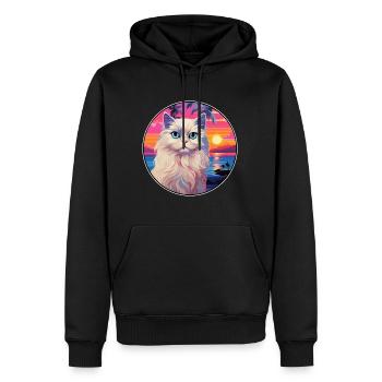 Race de chat Ragdoll aquarelle dessin animé Kawaii animal de compagnie - Sweat à capuche Premium bio Homme - noir - Devant - Nico (187cm)