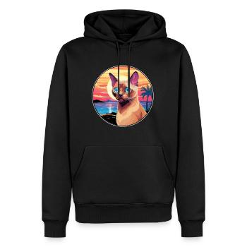 Europäische burmesische Katze Aquarell Cartoon Kawaii - Männer Premium Bio Hoodie - Schwarz - Vorne - Nico (187cm)