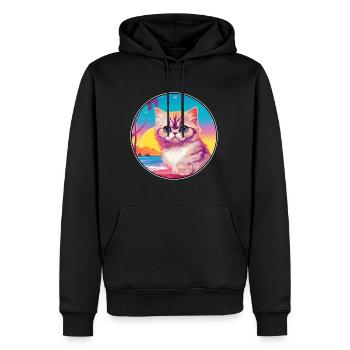Exotische Kurzhaarkatze Aquarell Cartoon Kawaii - Männer Premium Bio Hoodie - Schwarz - Vorne - Nico (187cm)