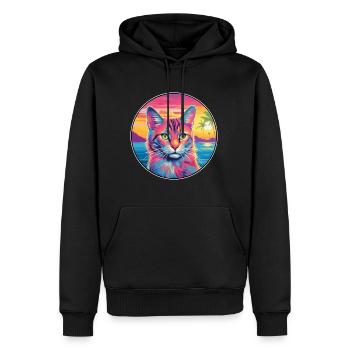 Manx Chat Race Aquarelle Dessin animé Kawaii Animal de compagnie - Sweat à capuche Premium bio Homme - noir - Devant - Nico (187cm)