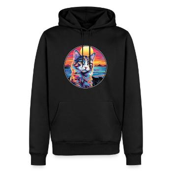 Ragamuffin Chat Race Aquarelle Dessin animé Kawaii Animal de compagnie - Sweat à capuche Premium bio Homme - noir - Devant - Nico (187cm)