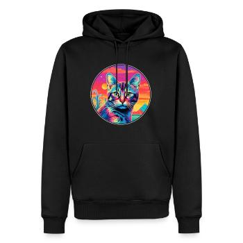 Pixie Bob Cat Breed Watercolor Cartoon Kawaii Pet - Men’s Premium Organic Hoodie - black - Front - Nico (187cm)