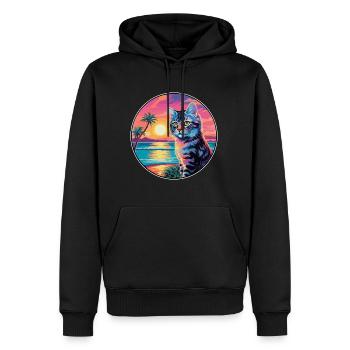 Kalifornische gesprenkelte Katze Aquarell Karikatur Kawaii - Männer Premium Bio Hoodie - Schwarz - Vorne - Nico (187cm)