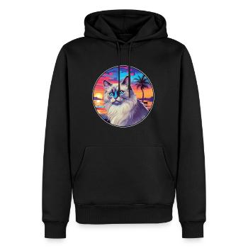 Race de chat Ragdoll aquarelle dessin animé Kawaii animal de compagnie - Sweat à capuche Premium bio Homme - noir - Devant - Nico (187cm)