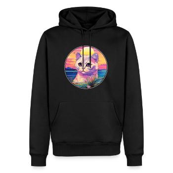 Scottish Fold Katzenrasse Aquarell Cartoon Kawaii - Männer Premium Bio Hoodie - Schwarz - Vorne - Nico (187cm)