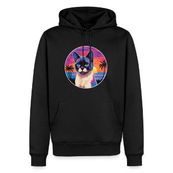 Schneeschuh-Katzenrasse-Aquarell-Cartoon-Kawaii-Haustier - Männer Premium Bio Hoodie - Schwarz - Vorne - Nico (187cm)