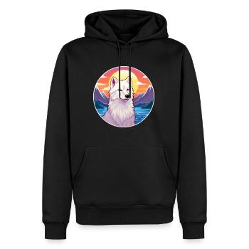 Loup arctique coloré aquarelle dessin animé kawaii animal de compagnie - Sweat à capuche Premium bio Homme - noir - Devant - Nico (187cm)