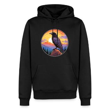 Rabe buntes Aquarell-Cartoon-Kawaii-Tier - Männer Premium Bio Hoodie - Schwarz - Vorne - Nico (187cm)