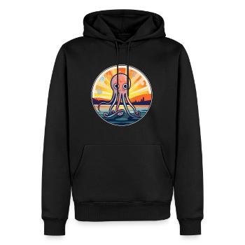 Squid Colorful Watercolor Cartoon Kawaii Animal - Men’s Premium Organic Hoodie - black - Front - Nico (187cm)