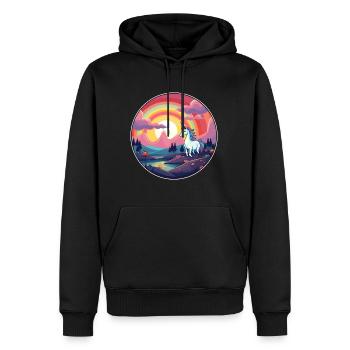 Einhorn Buntes Aquarell Cartoon Kawaii Tier - Männer Premium Bio Hoodie - Schwarz - Vorne - Nico (187cm)