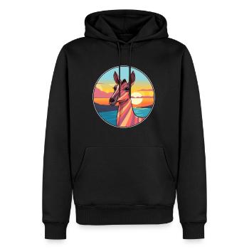 Okapi Colorful Watercolor Cartoon Kawaii Animal - Men’s Premium Organic Hoodie - black - Front - Nico (187cm)