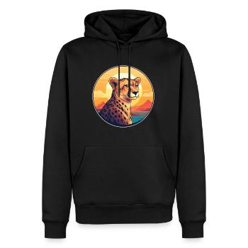 Gepard buntes Aquarell Cartoon Kawaii Tier - Männer Premium Bio Hoodie - Schwarz - Vorne - Nico (187cm)