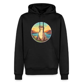 Komodo Dragon Aquarelle Colorée Dessin Animé Kawaii - Sweat à capuche Premium bio Homme - noir - Devant - Nico (187cm)