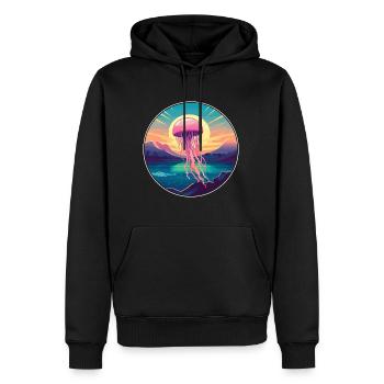 Qualle bunte Aquarell-Karikatur Kawaii Haustier - Männer Premium Bio Hoodie - Schwarz - Vorne - Nico (187cm)