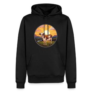 Vache Aquarelle Colorée Dessin Animé Kawaii Animal - Sweat à capuche Premium bio Homme - noir - Devant - Nico (187cm)