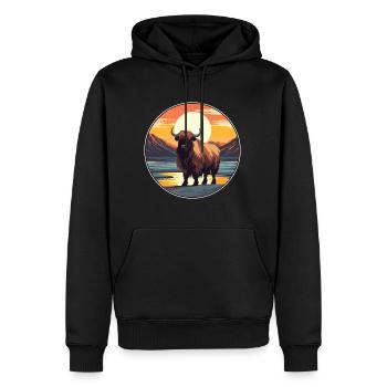 Yak Aquarelle Colorée Dessin Animé Kawaii Animal - Sweat à capuche Premium bio Homme - noir - Devant - Nico (187cm)
