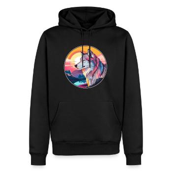 Wolf Buntes Aquarell Cartoon Kawaii Tier - Männer Premium Bio Hoodie - Schwarz - Vorne - Nico (187cm)