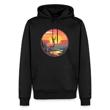 Cerf Aquarelle Colorée Dessin Animé Kawaii Animal - Sweat à capuche Premium bio Homme - noir - Devant - Nico (187cm)
